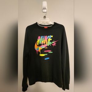 Nike Paint Drip Pull-Over Sweatshirt Size Large Multicolor